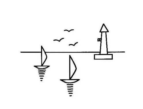 海里的灯塔帆船简笔画