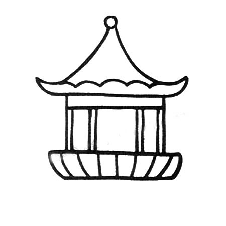 一步步教你画亭子简笔画