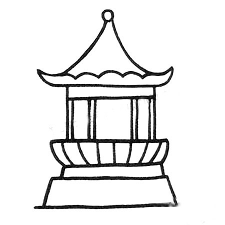 一步步教你画亭子简笔画