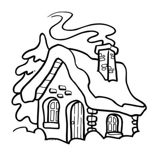 冬天积满雪的房子简笔画
