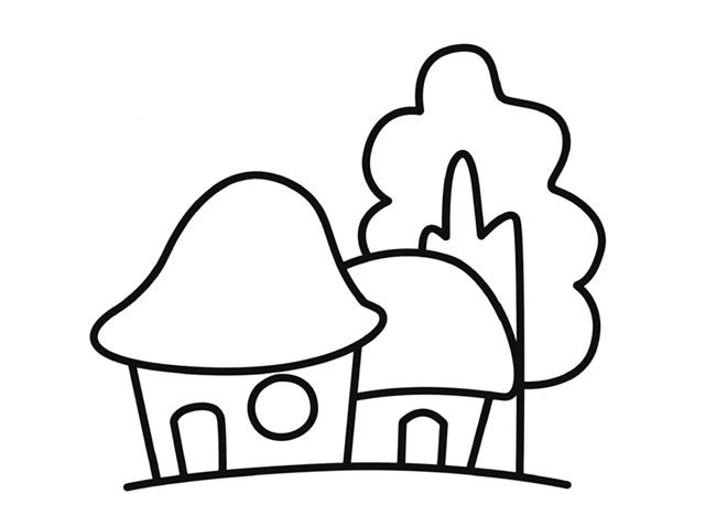 彩色小木屋简笔画