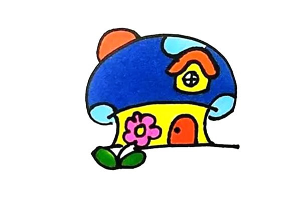 超简单蘑菇房子简笔画