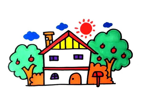 果园里的小房子简笔画