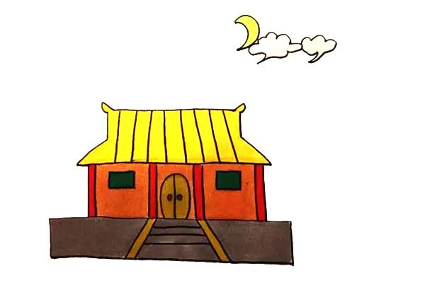 寺庙简笔画详细步骤