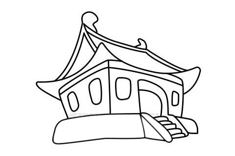 分享几款不同的寺庙简笔画