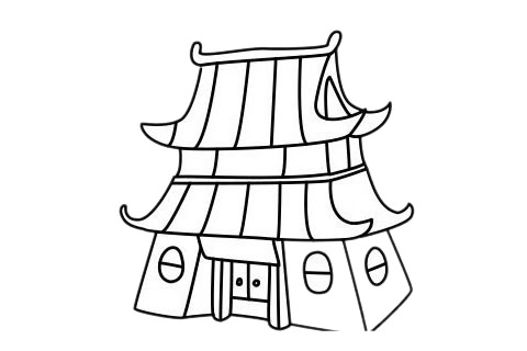 分享几款不同的寺庙简笔画