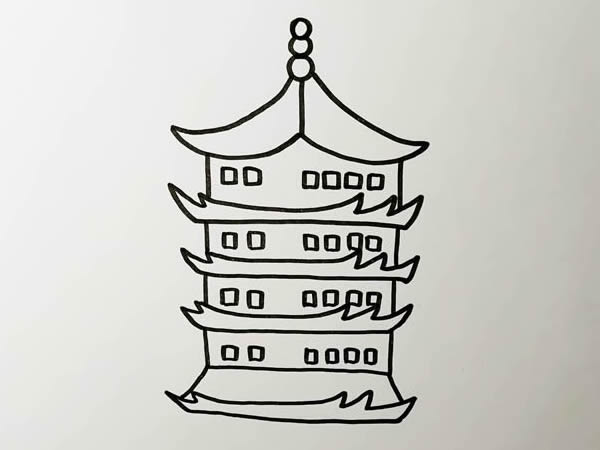 关于黄鹤楼的简笔画步骤详解