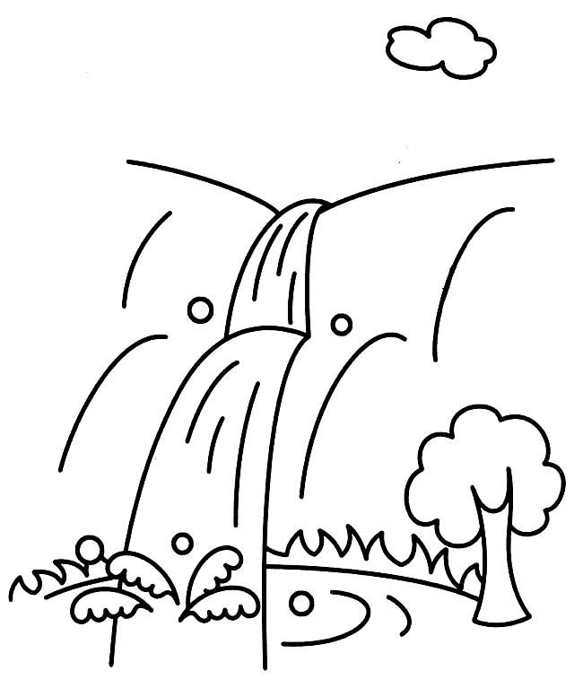 瀑布风景简笔画