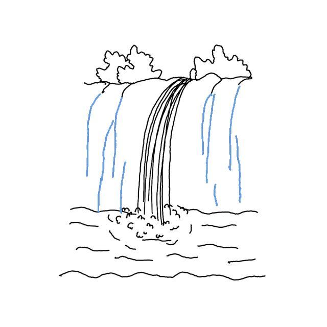 瀑布简笔画步骤详解