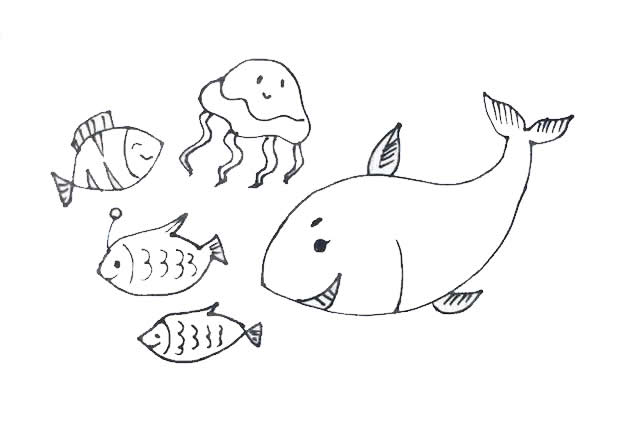 海底世界主题儿童简笔画 海底世界主题儿童简笔画