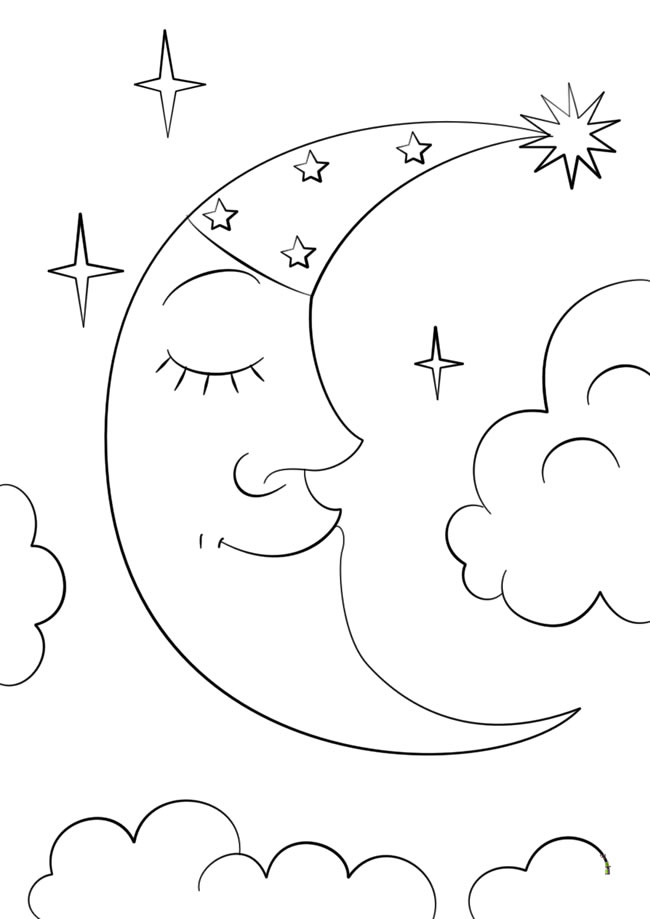 星星月亮卡通简笔画