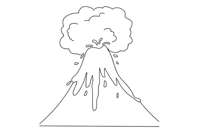 火山喷发时的简笔画