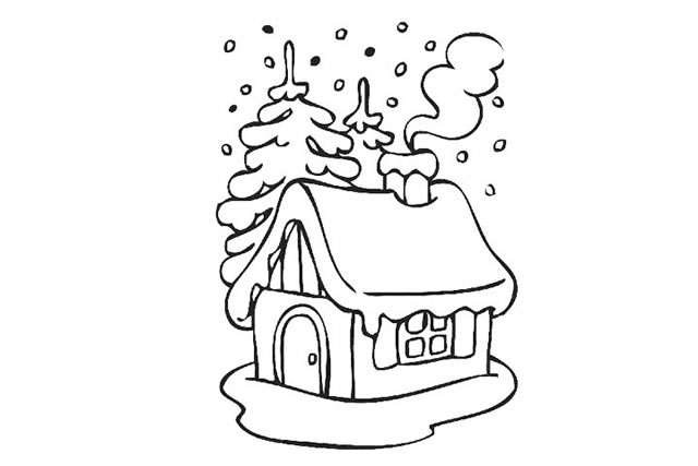 冬天下雪的房子简笔画