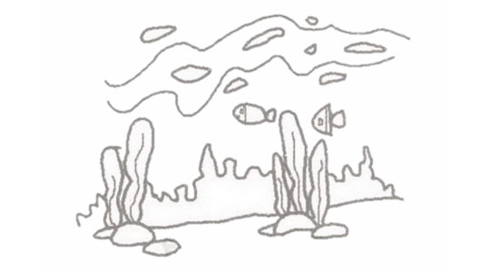 海底世界简笔画的画法