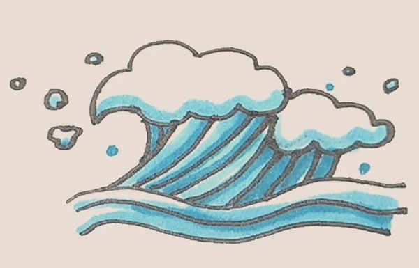 海浪简笔画步骤