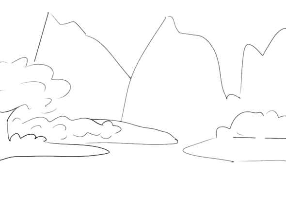 简单的山水风光简笔画