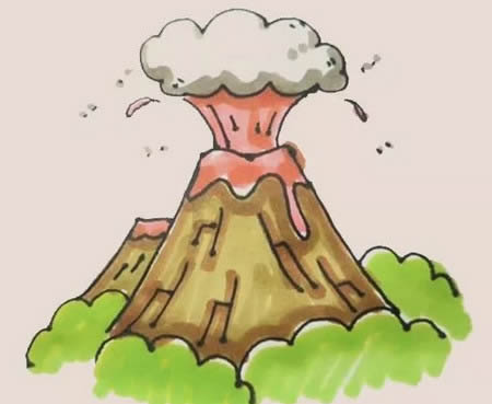 喷发的火山简笔画怎么画