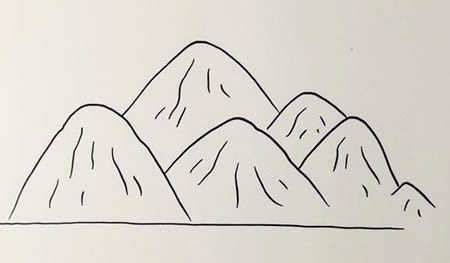 简单的高山流水简笔画步骤