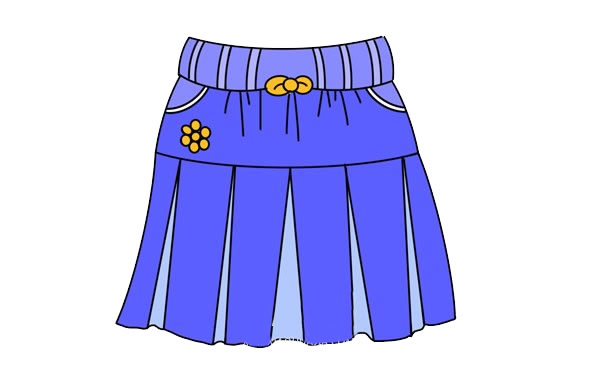 蓝色的裙子简笔画