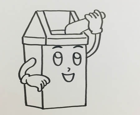 卡通可爱的垃圾桶简笔画