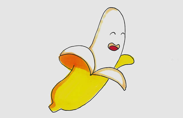 开心的卡通香蕉简笔画教程