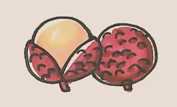 剥开的荔枝简笔画步骤