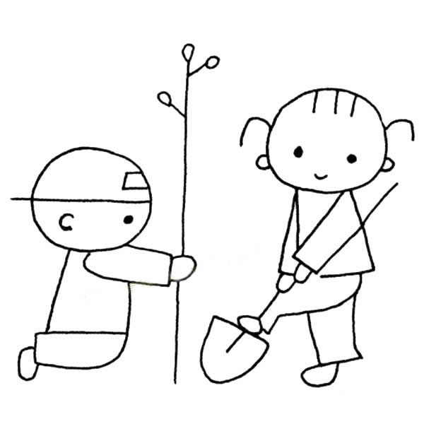 5款简单的植树节简笔画大全
