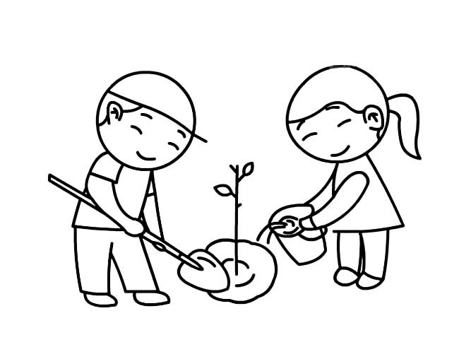 超简单的植树节简笔画