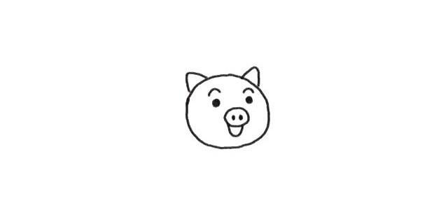 猪年打鼓的小猪简笔画步骤