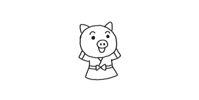 猪年打鼓的小猪简笔画步骤