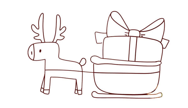 麋鹿车送圣诞礼物简笔画