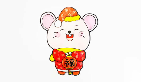 鼠年送福简笔画画法步骤