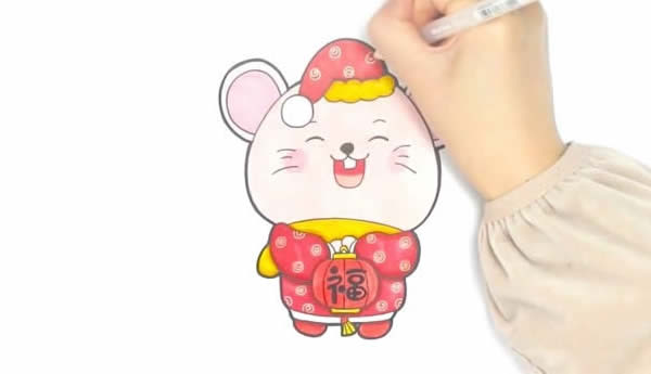 鼠年送福简笔画画法步骤