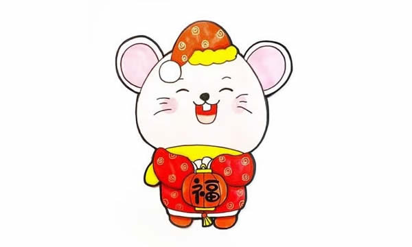 鼠年送福简笔画画法步骤