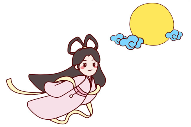 漂亮的嫦娥奔月简笔画