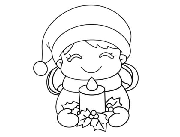 圣诞节小女孩送祝福简笔画