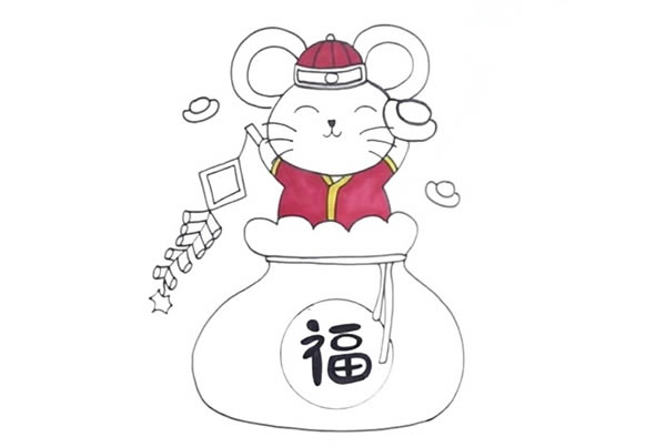 鼠年简笔画步骤