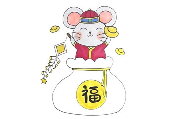 鼠年简笔画步骤