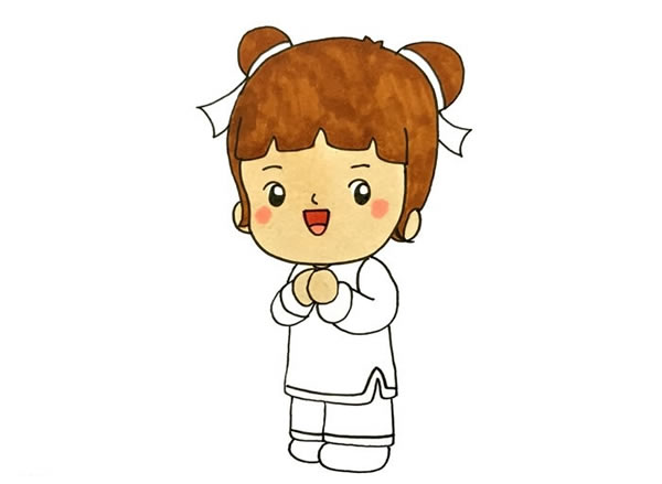 春节小孩拜年简笔画