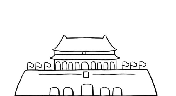 国庆节天安门和烟花简笔画