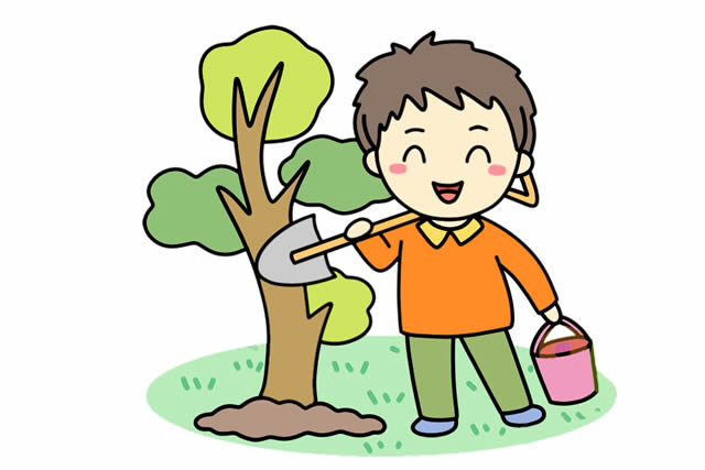 植树节小朋友种树简笔画