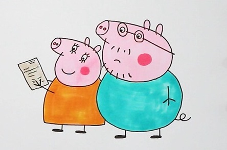 猪爸爸和猪妈妈的简笔画