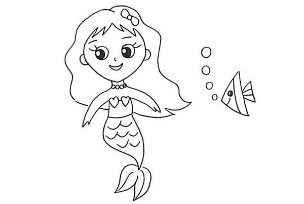 海底世界美人鱼简笔画教程