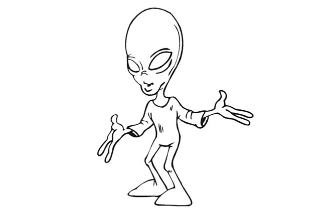 长相怪异的外星人简笔画
