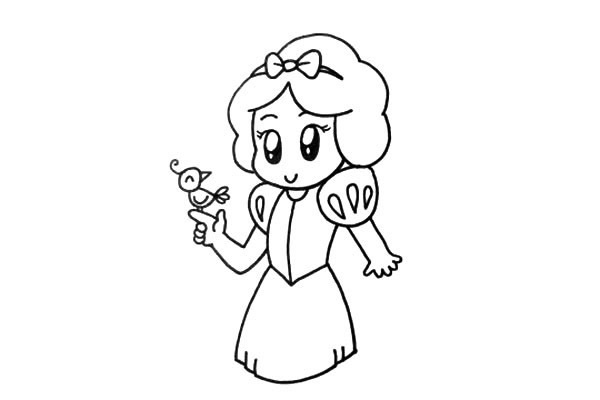 卡通白雪公主彩色简笔画教程 卡通白雪公主彩色简笔画教程