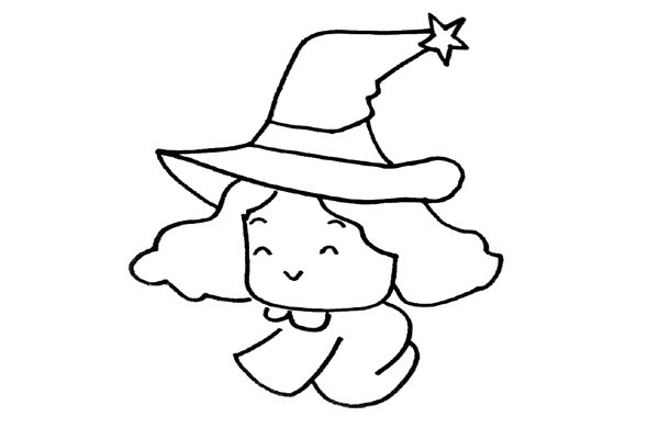 骑扫帚的小魔女简笔画教程