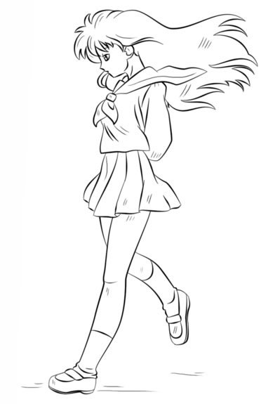 潇洒的美少女卡通简笔画