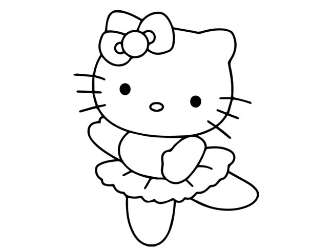 跳舞的kitty猫简笔画