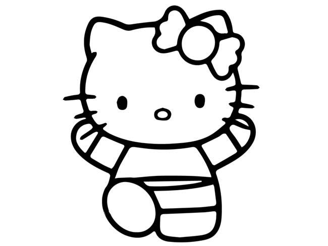 可爱的kitty猫简笔画