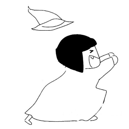 帽子飞起来了的女巫简笔画